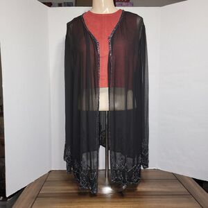 JMB Signature LS Black Sheer Formal Jacket w/ Beads - Size 2XL